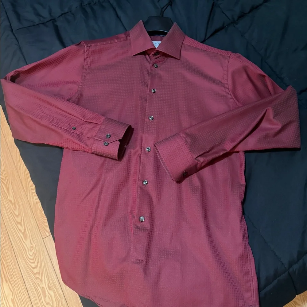 Eton Men's Burgundy Casual Button Down Shirt - Picture 1 of 3